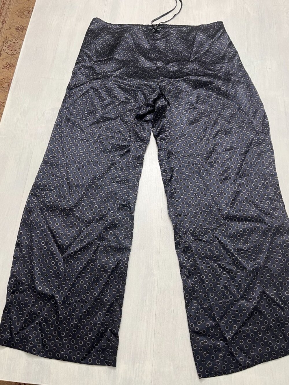 Talbots 100% Silk Polka Dot Wide-Leg Pajama Bottoms in Navy